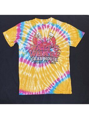 American Highway Walt's Wharf Crab House Tie Dye Graphic Tee Size S